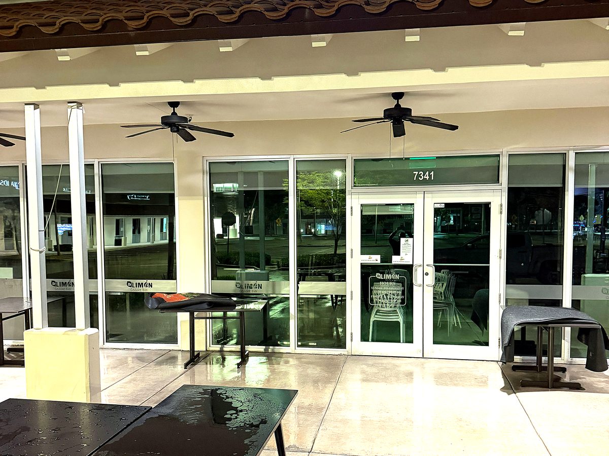 Restaurant storefront and patio pressure washed